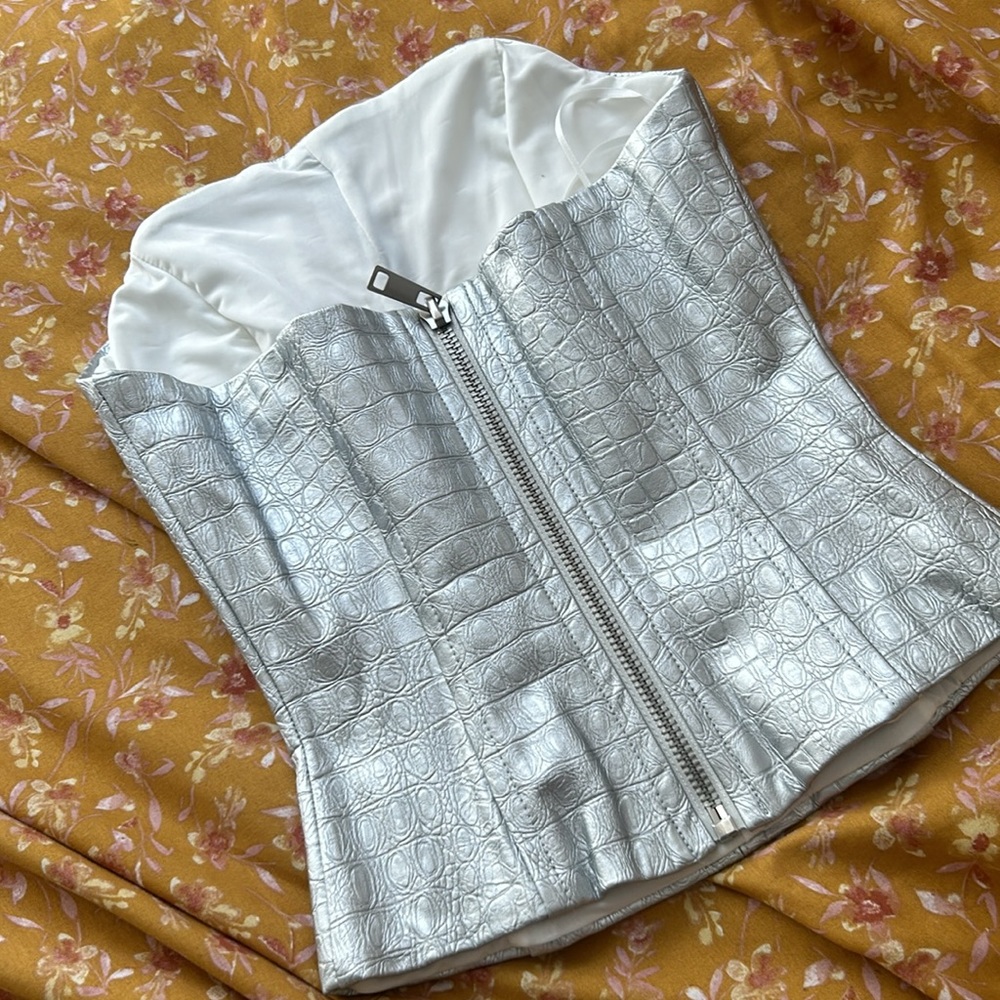Naked Wardrobe The Crocodile Collection Croc Embossed Faux Leather Tube Top - Picture 8 of 8
